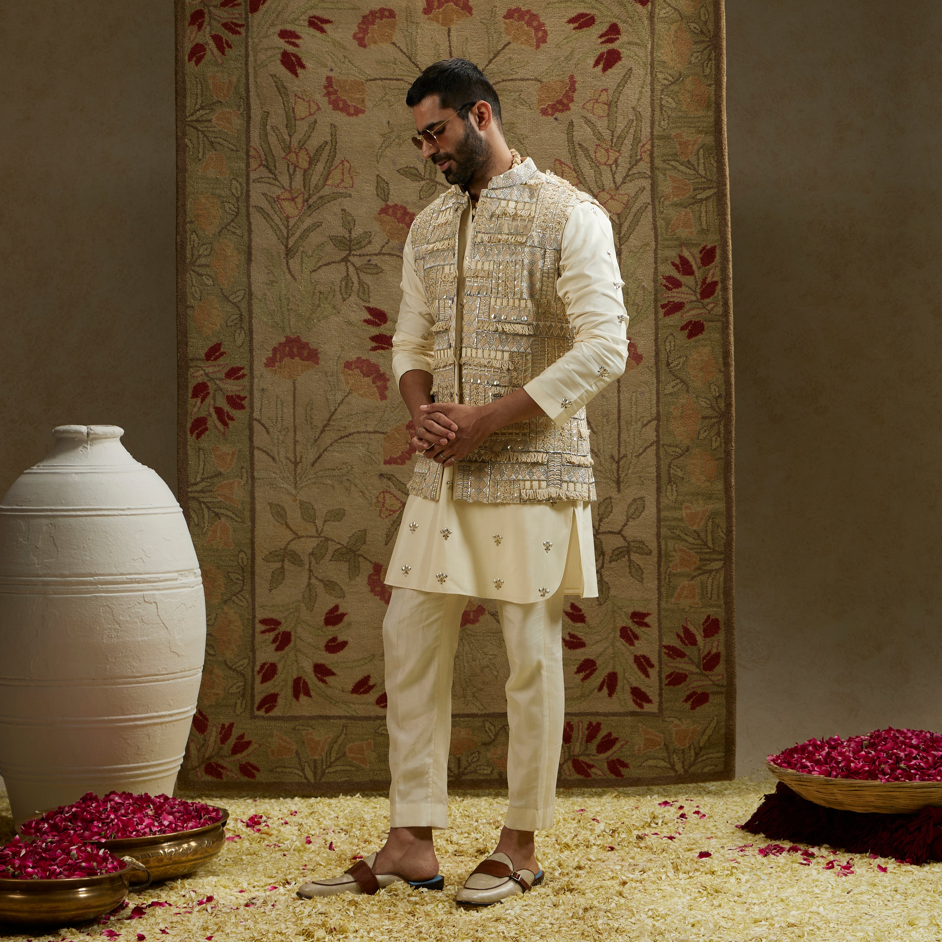Magnolia Cream Embellished Bundi