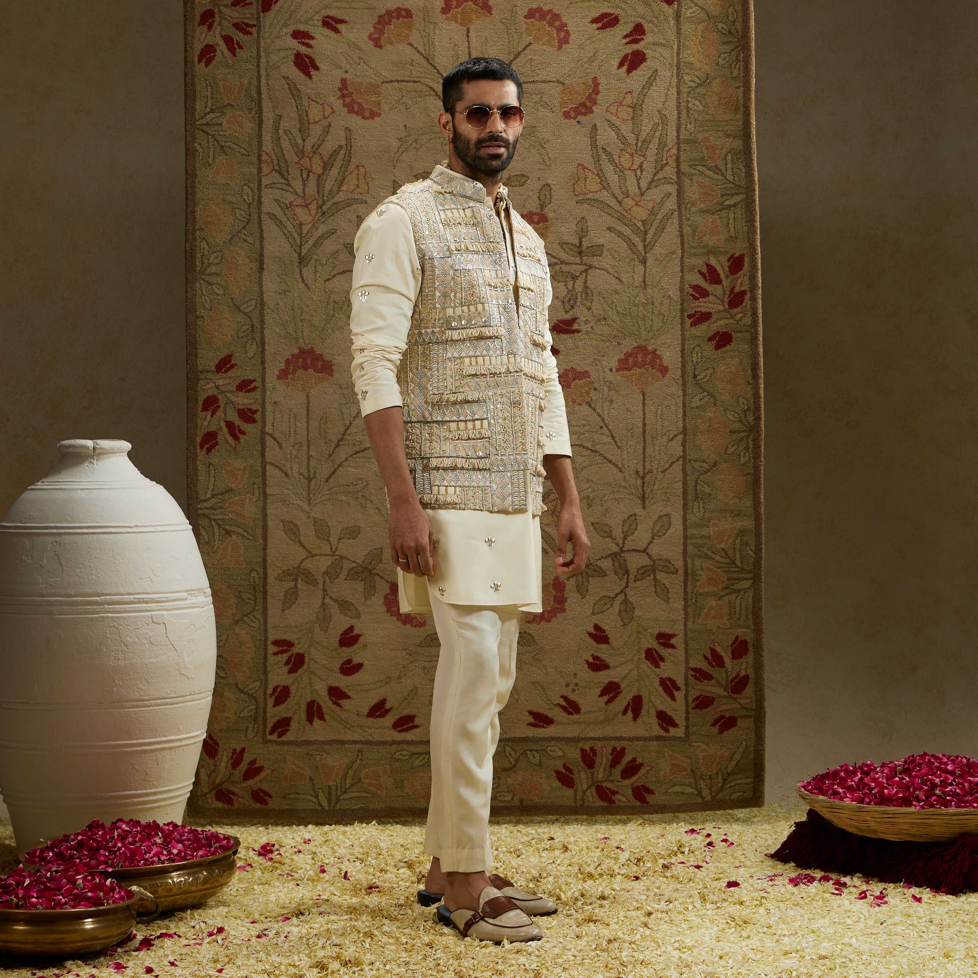 Magnolia Cream Embellished Bundi