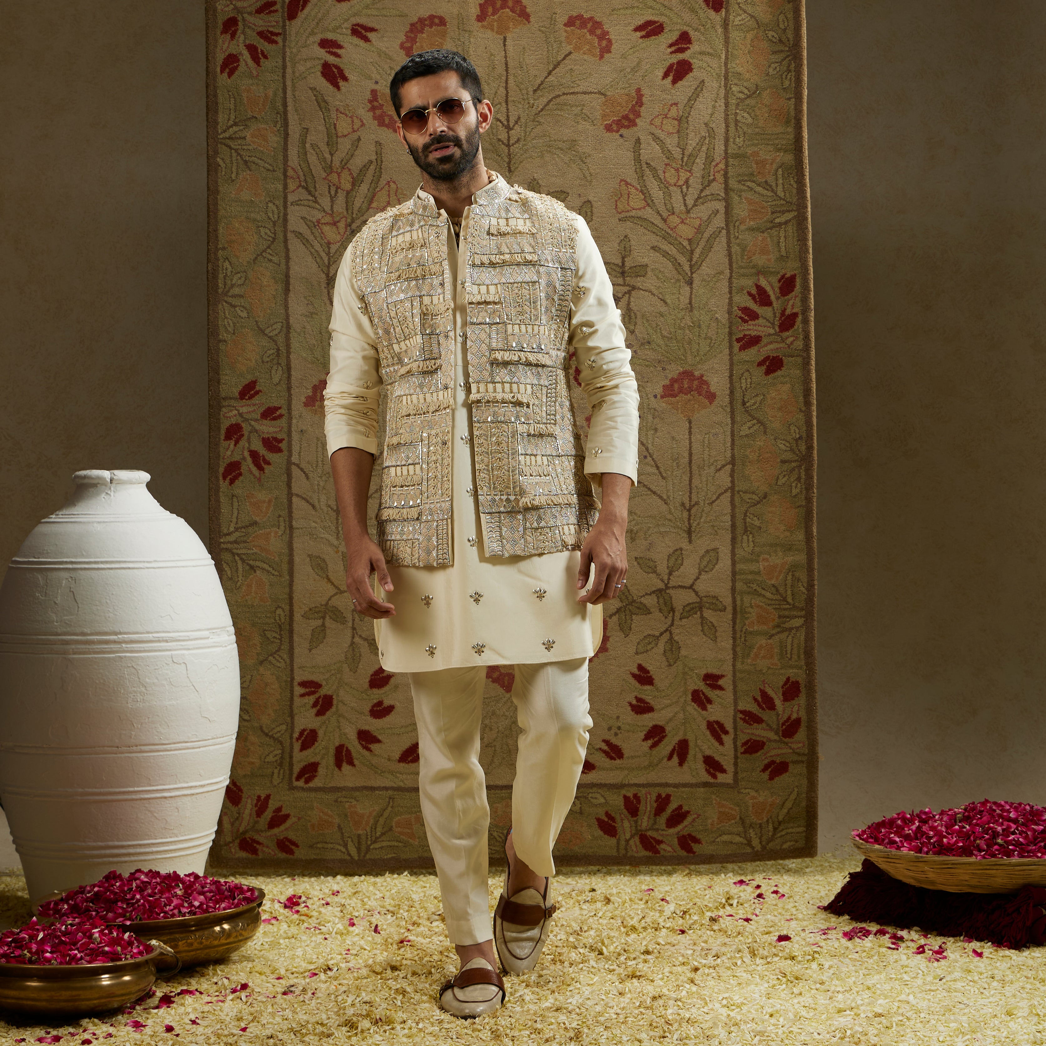 Magnolia Cream Embellished Bundi