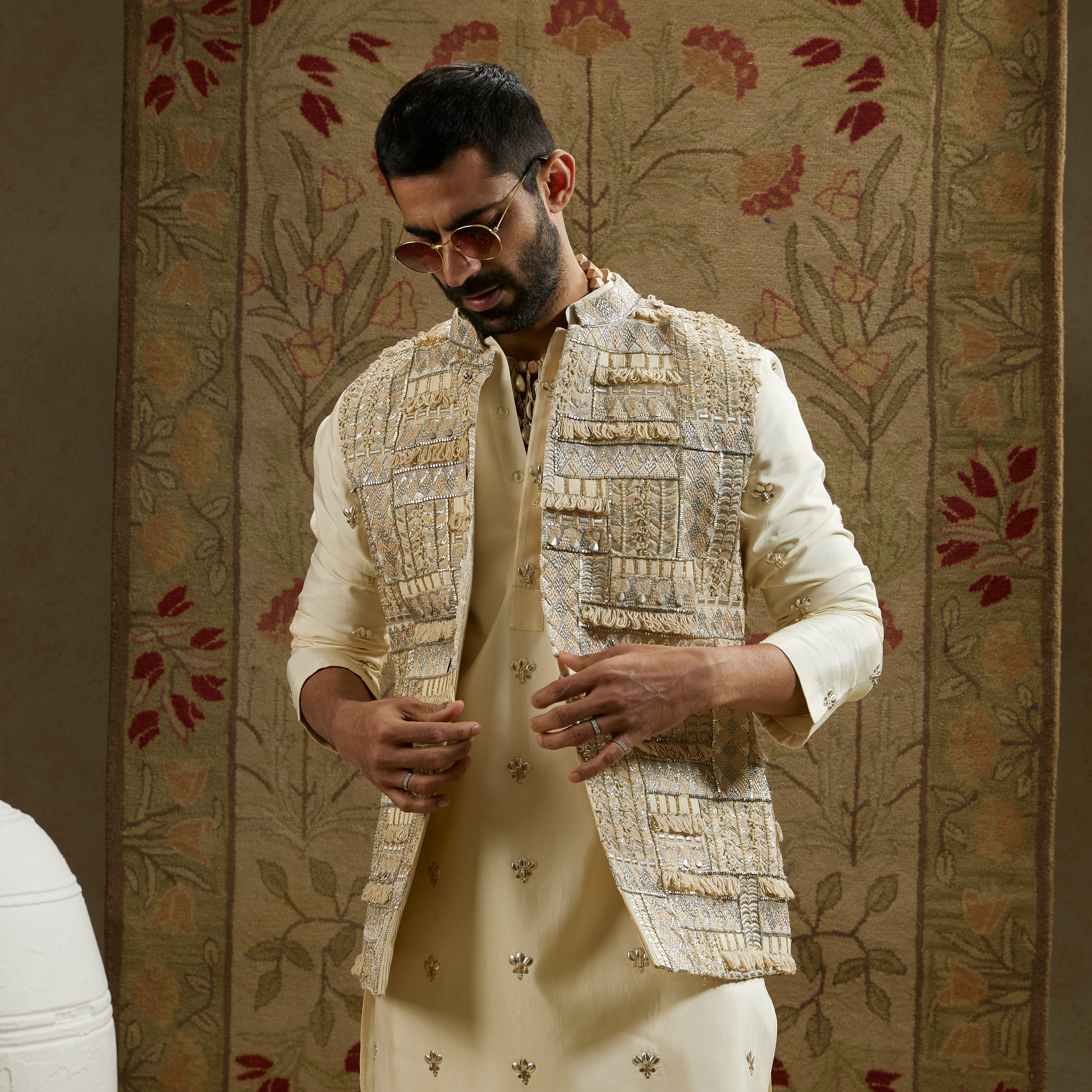 Magnolia Cream Embellished Bundi