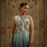 Blue Red Ombre Print Embellished Jumpsuit