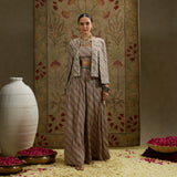 Beige Boho Stripe Noor Jacket Set