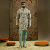 Teal Blue Embellished Kurta Set