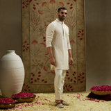 Magnolia Cream Sequin Cut-Dana Lucknowi Kurta Set