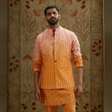 Orange Pink Ombre Butti Printed Bundi