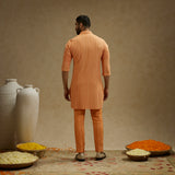 Orange Metal Embellished Lucknowi Kurta