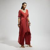 ORANGE BOHO PRINT FRONT TIE UP TUNIC