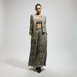 WHITE EMBELLISHED JAAL CAPE JACKET SET