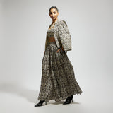 WHITE EMBELLISHED JAAL CAPE JACKET SET