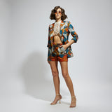 ABSTRACT ENGINEERED TEXTILE EMBELLISHED BLAZER SET