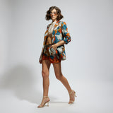 ABSTRACT ENGINEERED TEXTILE EMBELLISHED BLAZER SET