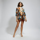 ABSTRACT ENGINEERED TEXTILE EMBELLISHED BLAZER SET