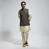 BLACK BOHO STRIPE EMBELLISHED BUNDI