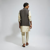 BLACK BOHO STRIPE EMBELLISHED BUNDI