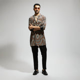ZENTANGLE PRINT ROLLED UP SLEEVES KURTA