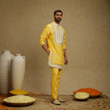 Dandelion Yellow Threadwork Yoke Kurta with Pants