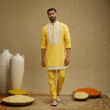 Dandelion Yellow Threadwork Yoke Kurta with Pants