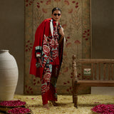 Red Mask Print Trench Coat