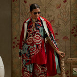 Red Mask Print Trench Coat
