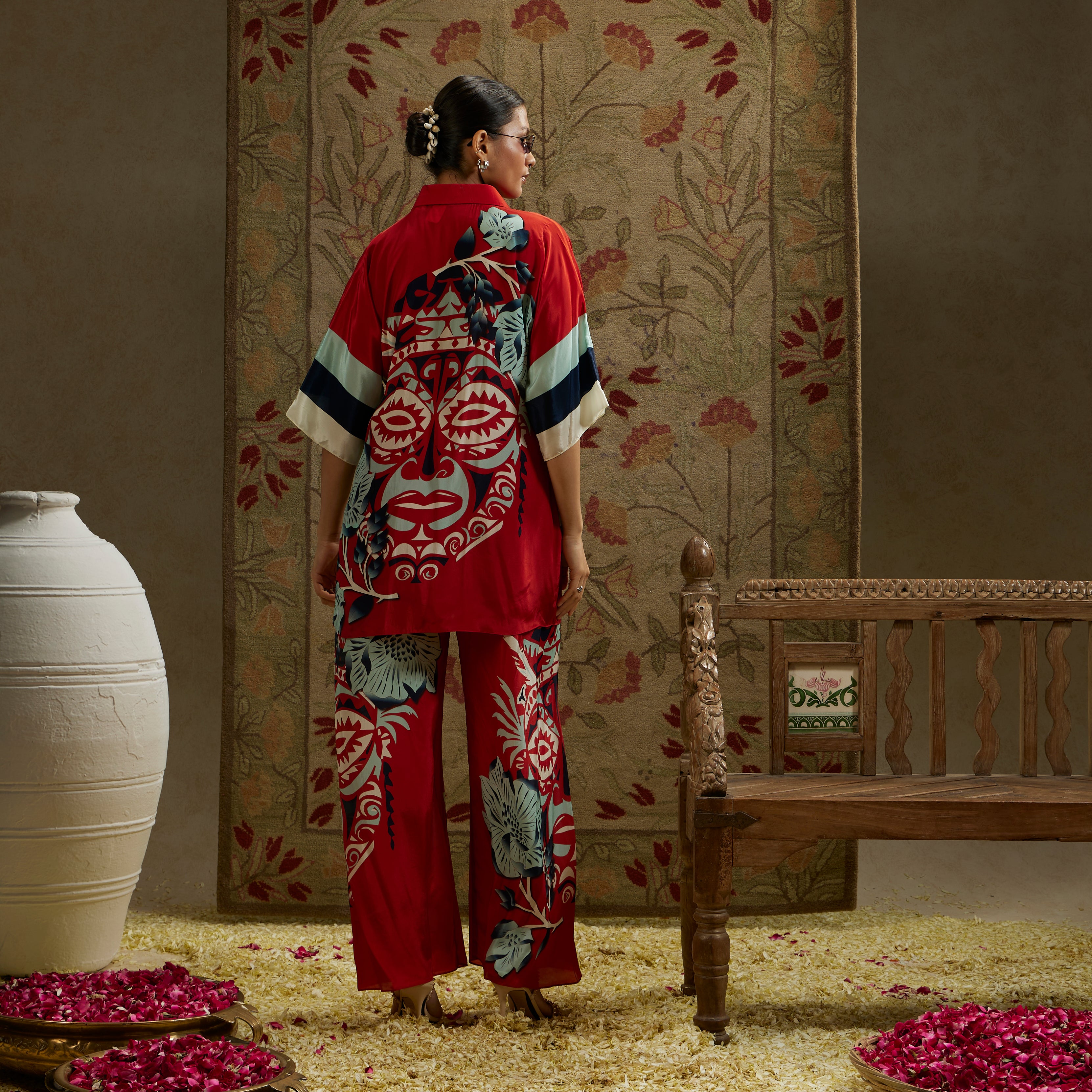Red Mask Print Coord Set