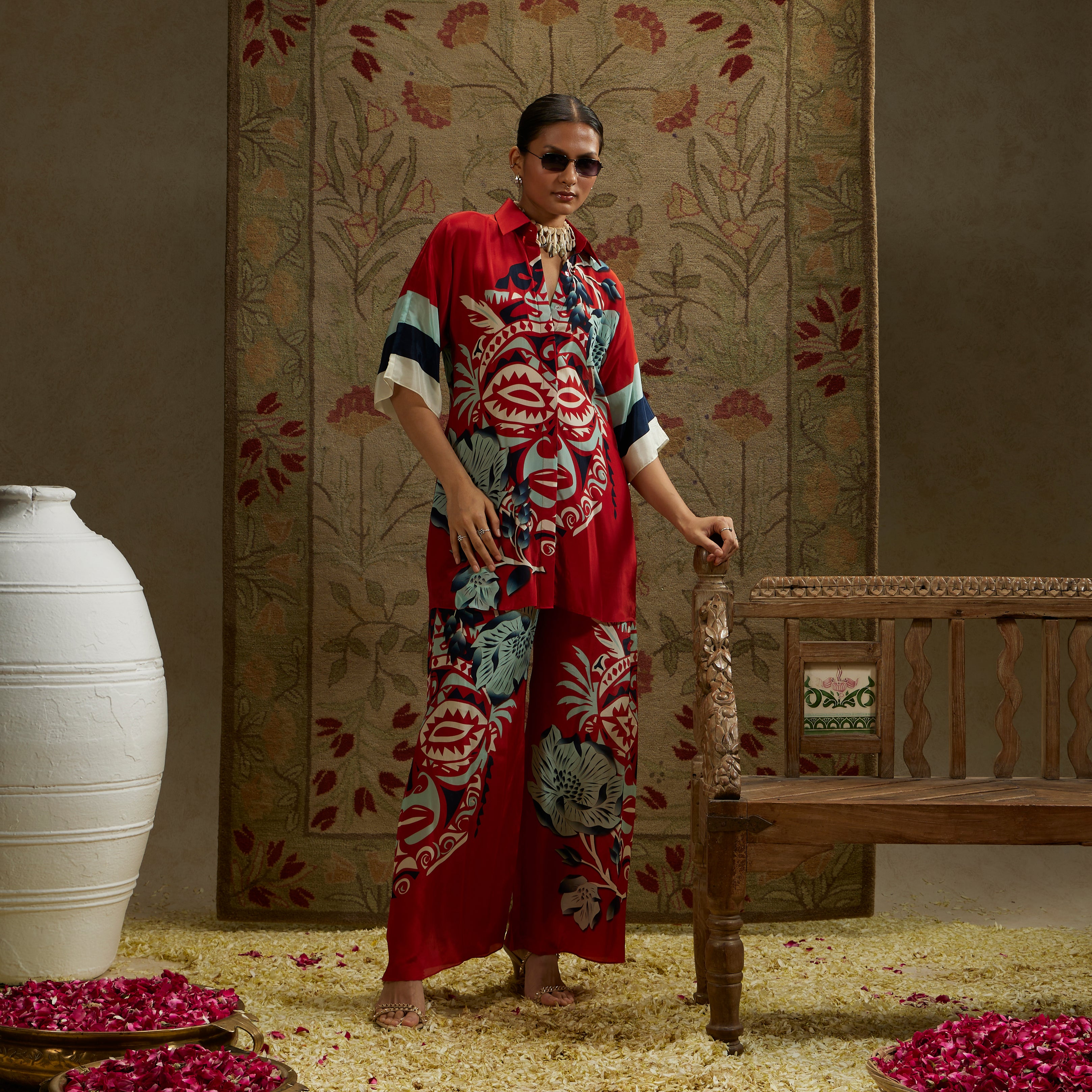 Red Mask Print Coord Set