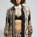 MASK AND FEATHER PRINT OVERSIZED COORD SET