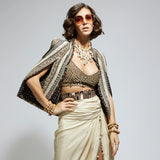 EMBELLISHED AND TEXTURED CAPE JACKET