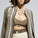EMBELLISHED AND TEXTURED CAPE JACKET