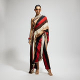 SAMSARA STRIPE PRINT ONE SHOULDER DRAPE WITH PANTS