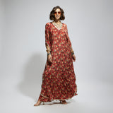 ORANGE JAAL V NECK HEAVILY EMBELLISHED KURTA SET