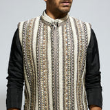 IVORY THREADWORK EMBELLISHED BUNDI