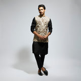 IVORY ABTRACT EMBROIDERED BUNDI