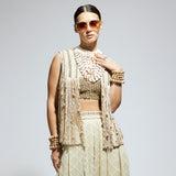IVORY THREADWORK FRINGE JACKET