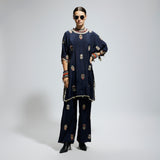 BLUE MASK EMBROIDERED KURTA SET