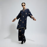BLUE MASK EMBROIDERED KURTA SET