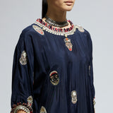 BLUE MASK EMBROIDERED KURTA SET