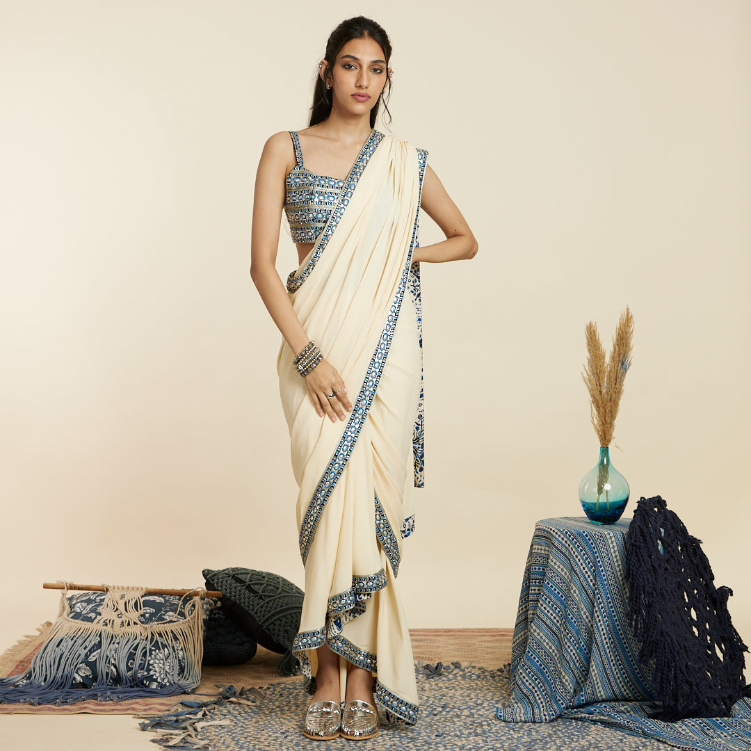 BEIGE SAREE SET