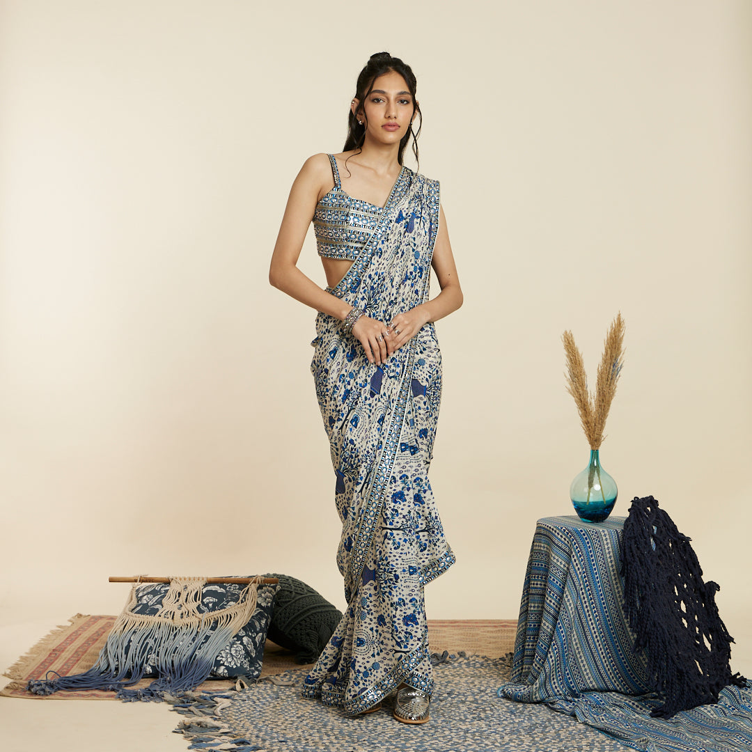 BLUE SAREE SET