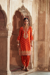 FAHMIDA - BURNT ORANGE SHORT KURTA WITH SALWAR