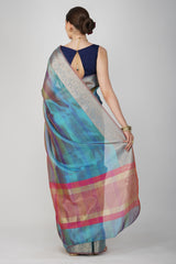 Blue Shaded Tissue Silk Banarasi Handloom Saree