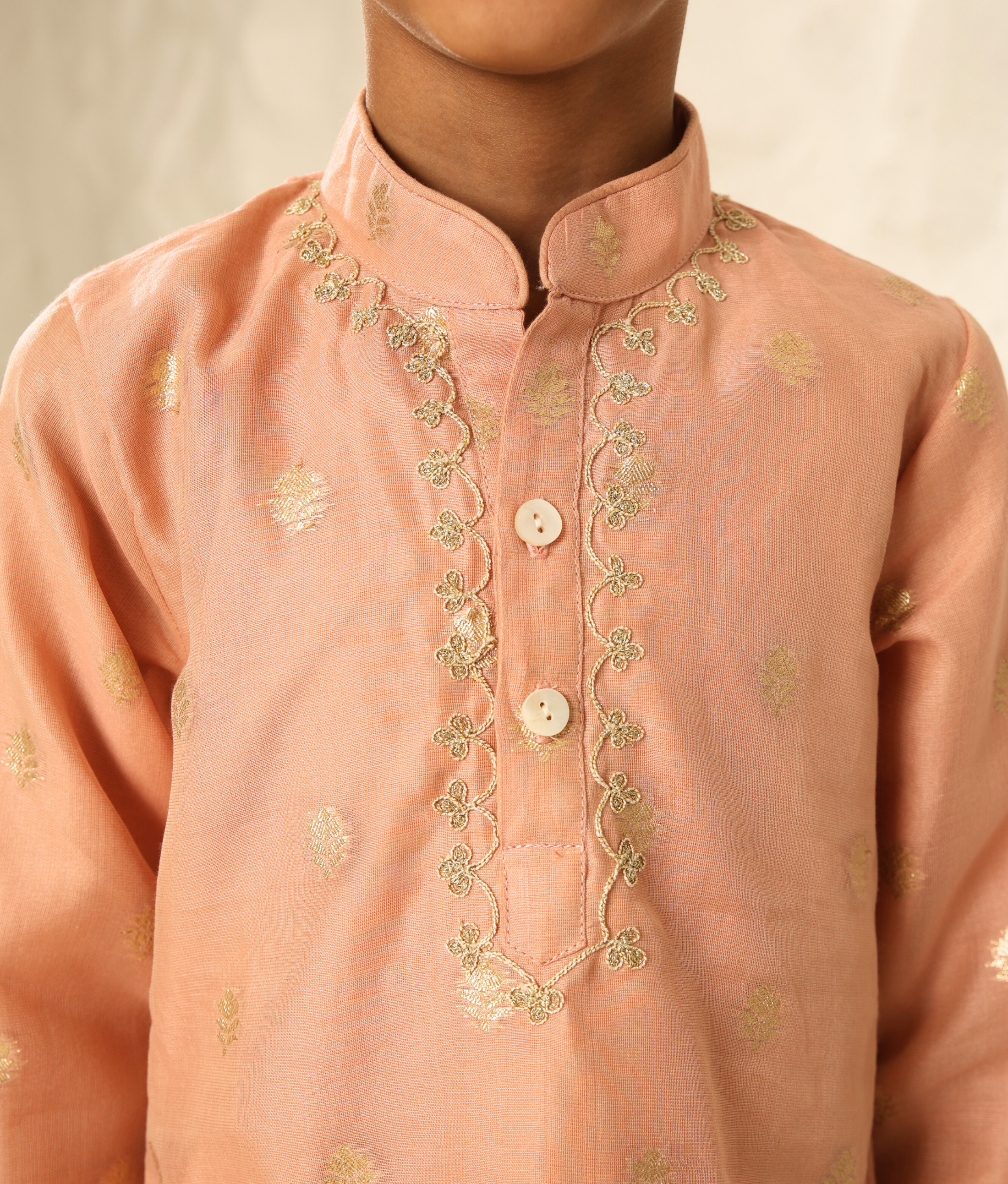 Peach Chanderi Kurta with Pant