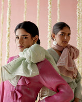 Peony Pink Tissue Kurta with 
Narrow Pants & Dupatta - Set of 3