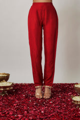 Sindhoori red georgette Benarasi kurta pants set