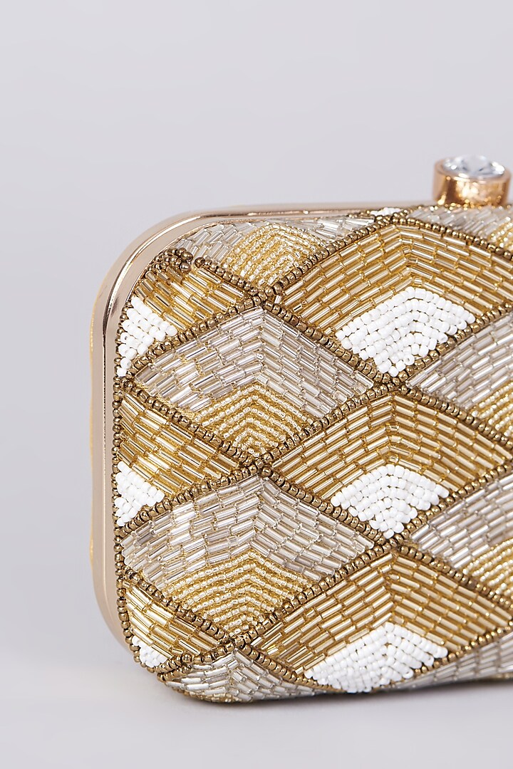 Gold Tri colored Handembroidered Clutch