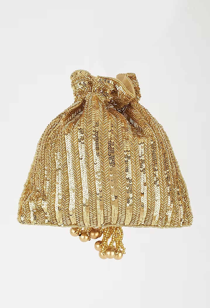 Gold sequins Handembroidered Potli
