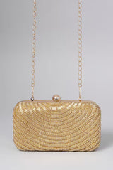Gold Beaded Handembroidered Clutch