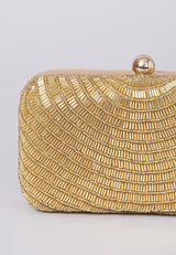 Gold Beaded Handembroidered Clutch
