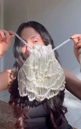 Silver White Fringe Glam Potli