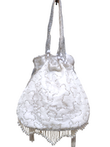 Silver White Fringe Glam Potli