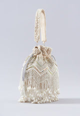 Beige Pearl Handembroidered Potli